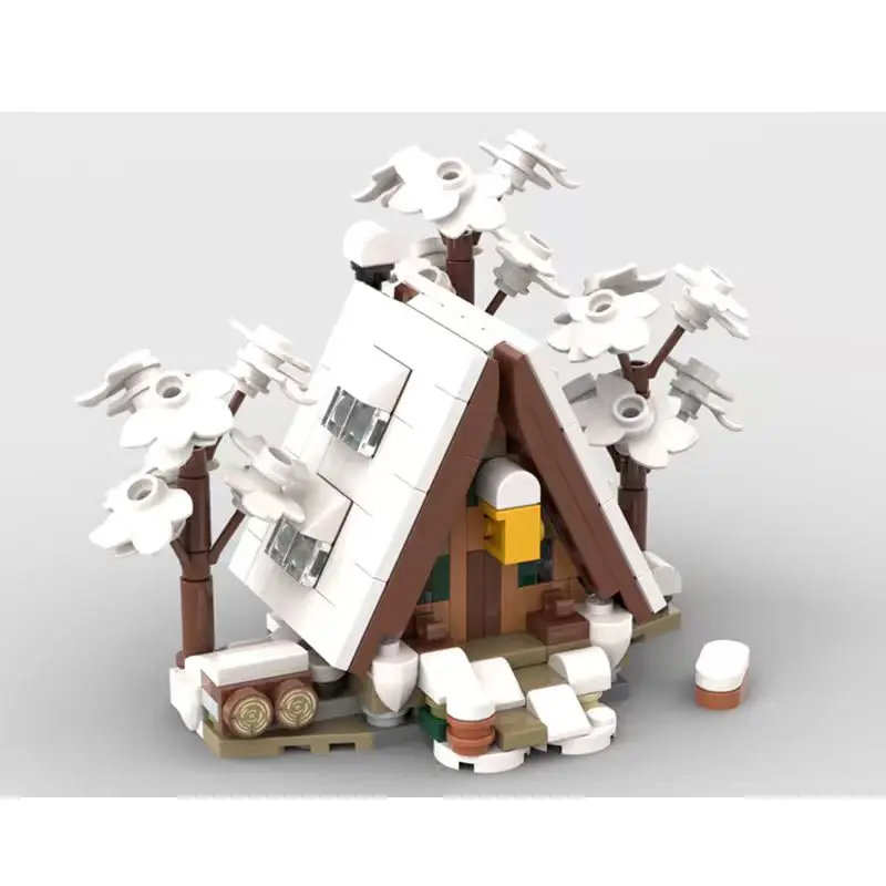 321pcs YcMoc Building Blocks Mini 21338 A-Type Cabin Winter Edition Model Tech Bricks Children's DIY Toy