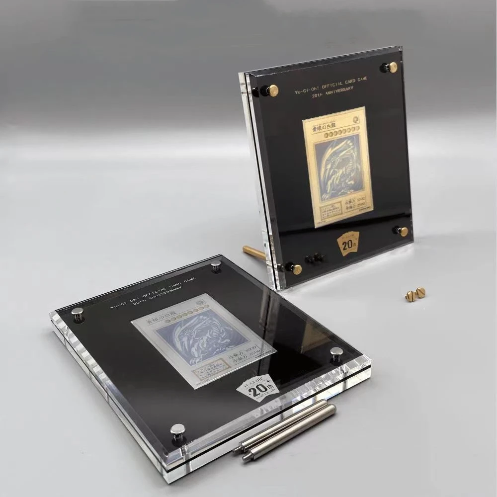 Yu-Gi-Oh 20th Anniversary Blue-eyes White Dragon Pure Gold or Silver Acrylic Display Card Brick Photo Frame Including Card