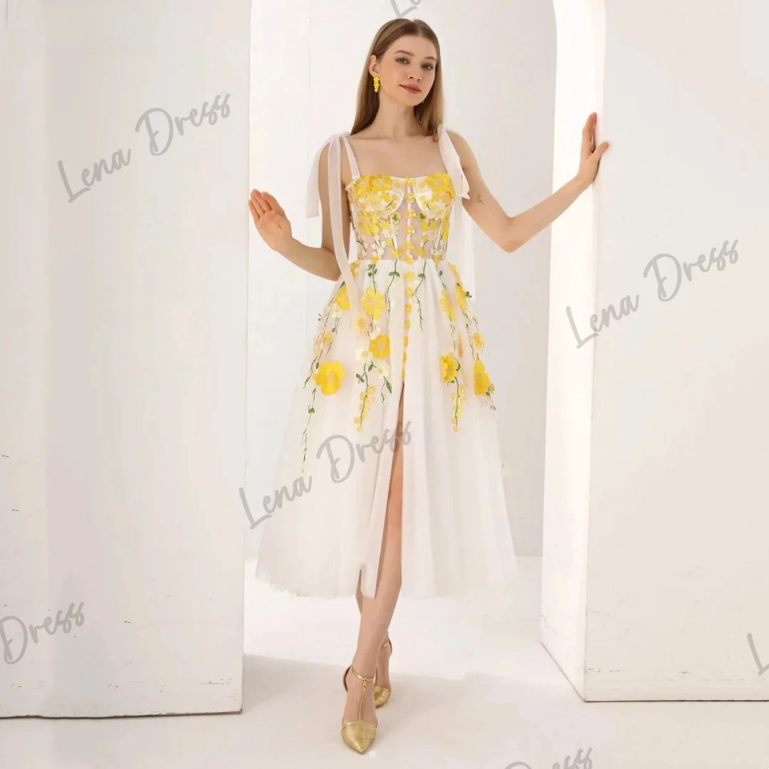 

Lena-Embroidered Flower Ball Dress Sweetheart Tulle Evening Dress Women's A-shaped Wedding Party Dress