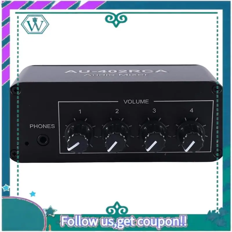 

Upgraded Multi-Source RCA Mixer Stereo Audio Reverberator 4 Input 2 Output Audio Switch Switcher Driver Headphone Volume Control