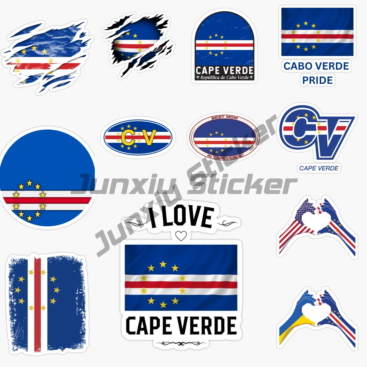 

Republic of Cape Verde Flag Map Emblem Tearing Sticker Motorcycle Bumper Laptop Wall Bicycle Truck Helmet Racing Off-road Decal