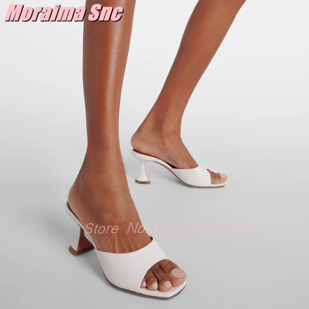 

Неглубокие сабо с квадратным носком, матовая кожа, бокал для вина, модные элегантные женские летние тапочки без шнуровки, белые однотонные, новинка 2023 года