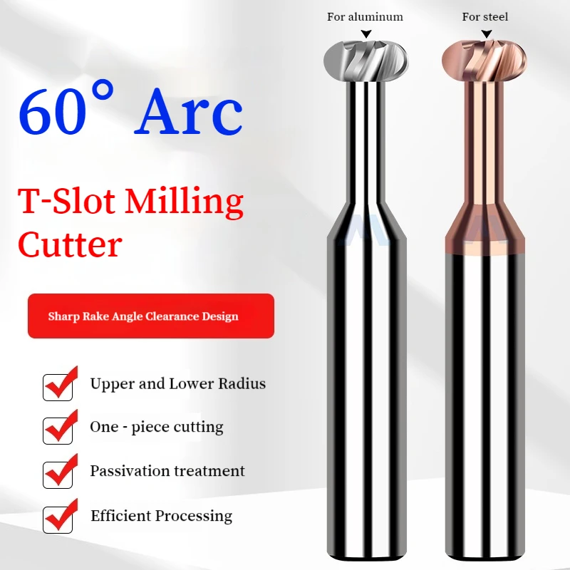 

Hard Alloy T-Slot Cutter 60 Degree R Angle End Mill for Steel and Aluminum