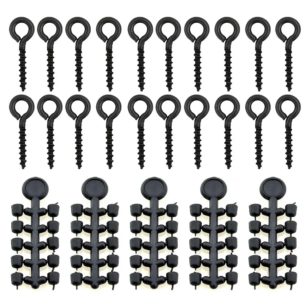 HIRISI 50 stuks Rubberen Kralen Haakstopper Karpervissen Rig Tackle Anti-Slip Boilie Schroef Haar Rig Stop Kralen Accessoires