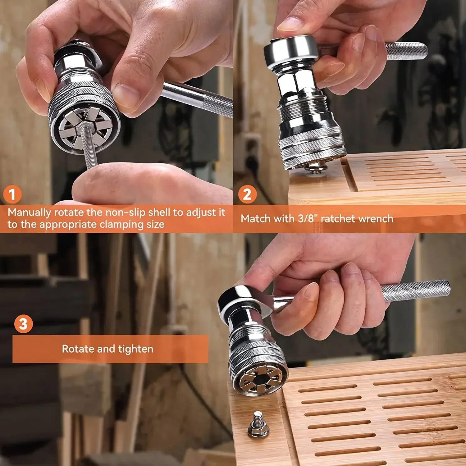 Convertitore universale per manicotto per chiave elettrica adatto per strumento chiave multifunzionale Super Socket standard da 3/8-3/4 '' da 10 a 19 mm