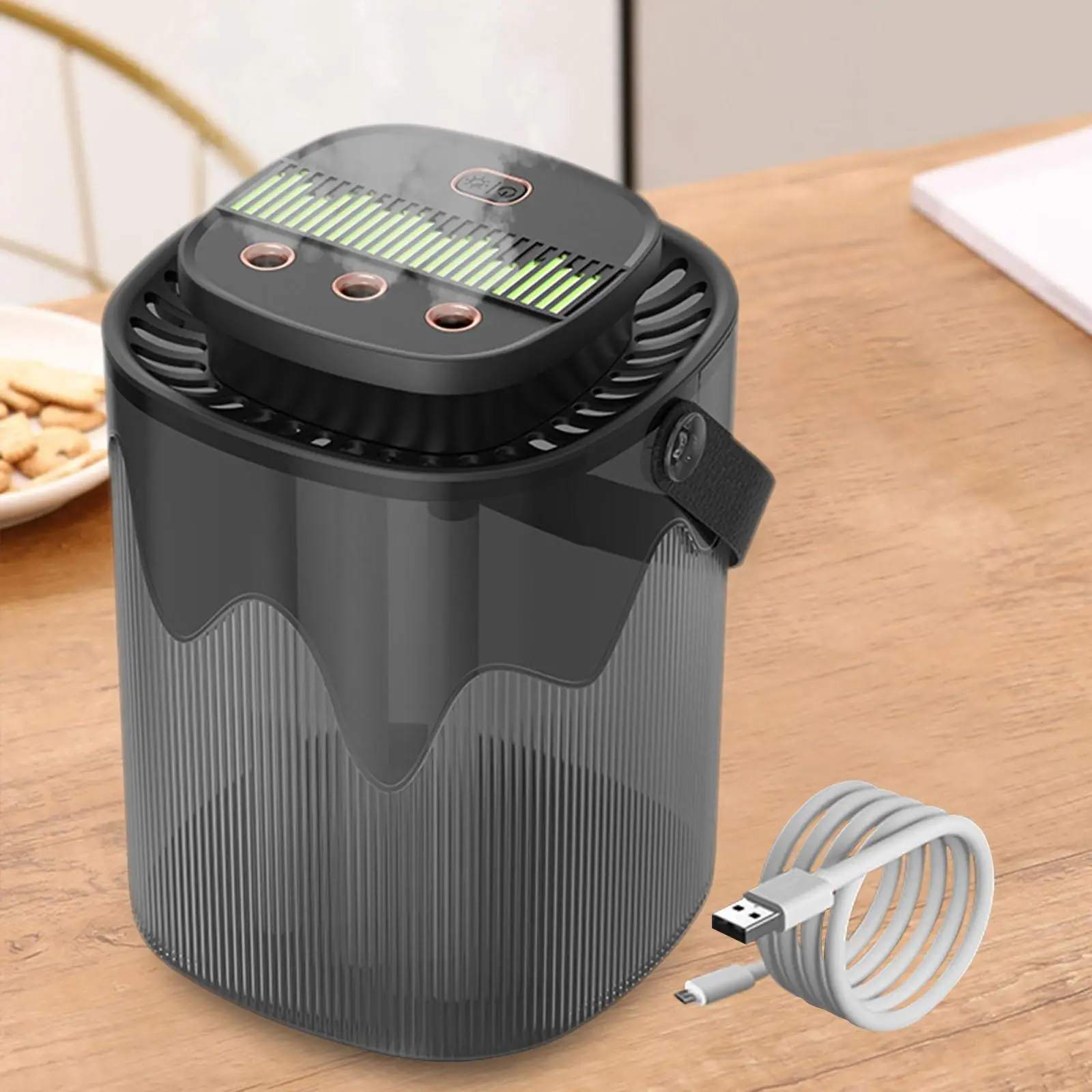 ハンドル付きUSB充電式ミスト空気加湿器,ジムおよびオフィス加湿器,3l