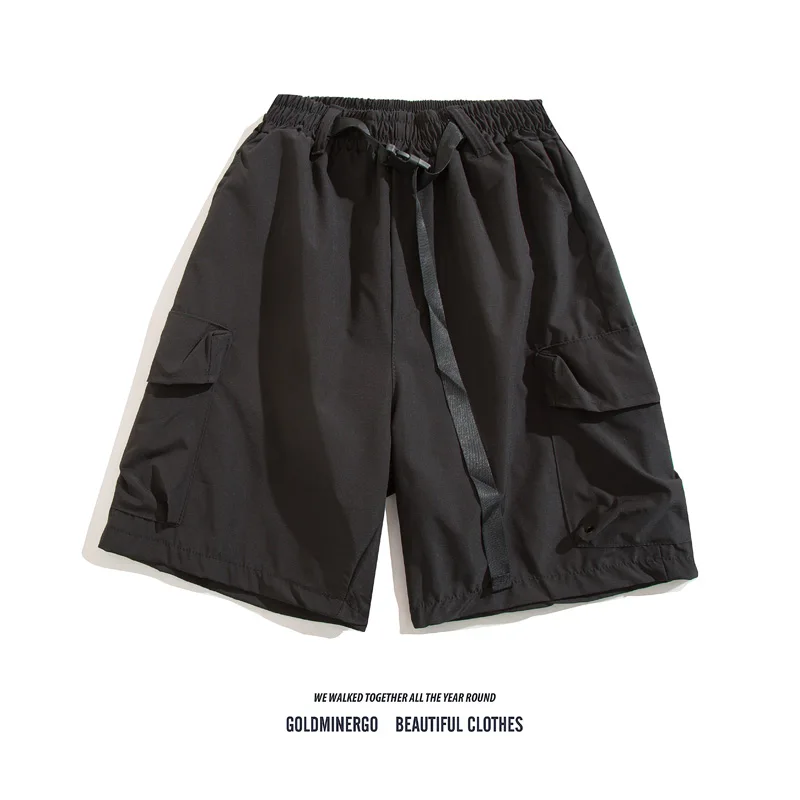 

Japanese Streetwear Sle Men's Workwear orts Qui Dry Ice Silk Casual Five-Quarter Length Summer Big ket Sports Mid-Pants