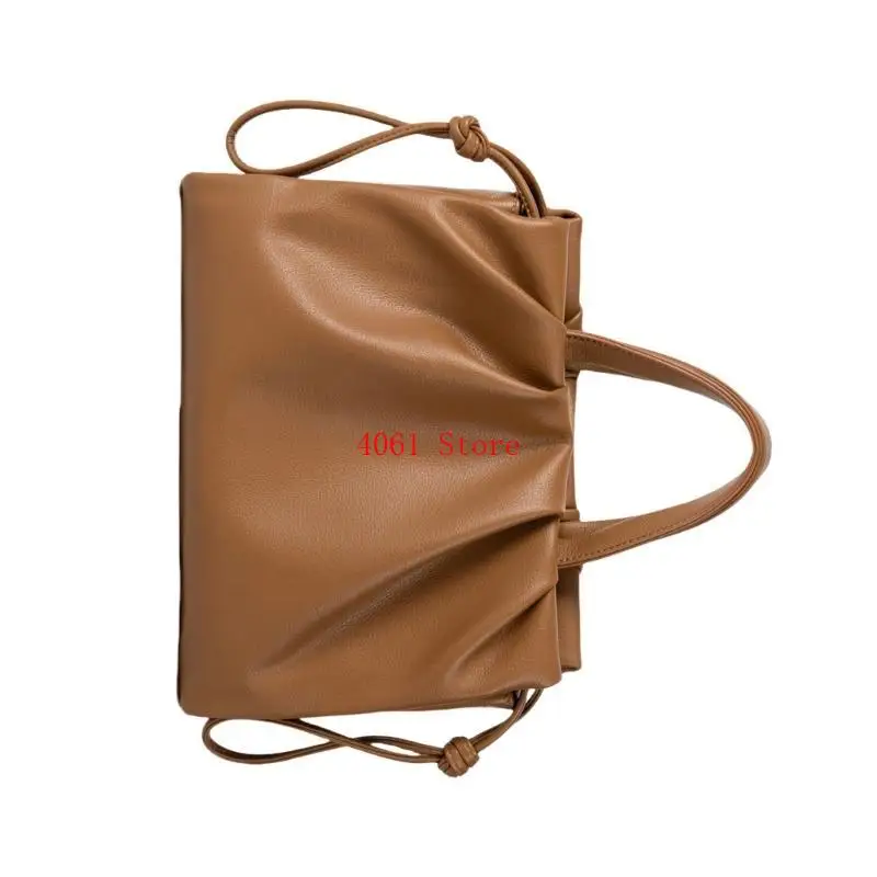 Women Commuting Bag Pleated Bag Large Capacity Shoulder Bag PU Leather Handbag All-Matching Crossbody Bag