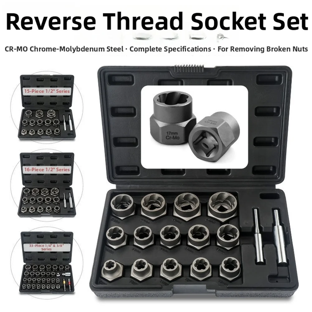 Bolt Extractor Set Reverse Spiral Nut Screw Remover 6-27mm For Rusted Stripped Fasteners Removal Power Drill Bit Tool Kit