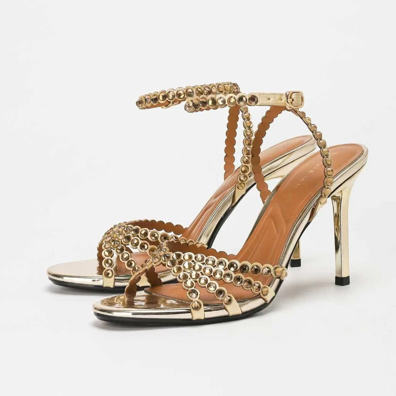 Charming Women's High Heels Sandals Clear Rhinestone Party Wedding Stiletto Shoes Crystal Shoes Banquet Plus Size 34-42 Footwear