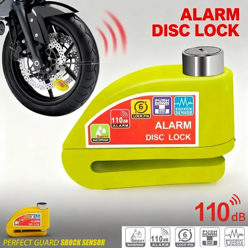 Waterproof Motorcycle Scooter Alarm Lock Anti-Theft Bike Lock Aluminum Alloy Disc Brake Lock Security Theft Prevention Tool
