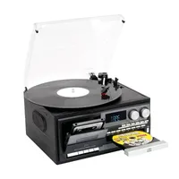 Vintage All In 1 Vinyl Turntable Player Radio AM FM Record Player 3 Speed Turntable With Built-in Speakers Bluetooth