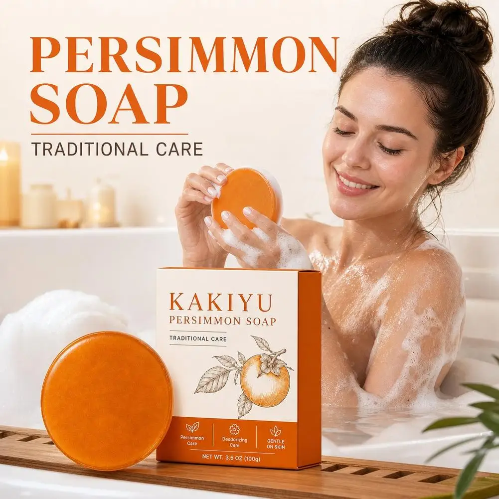 Persimmon Soap Natural Deodorizing Body Bar Deep Cleansing Gentle Formula Anti Odor Skin Care Soap