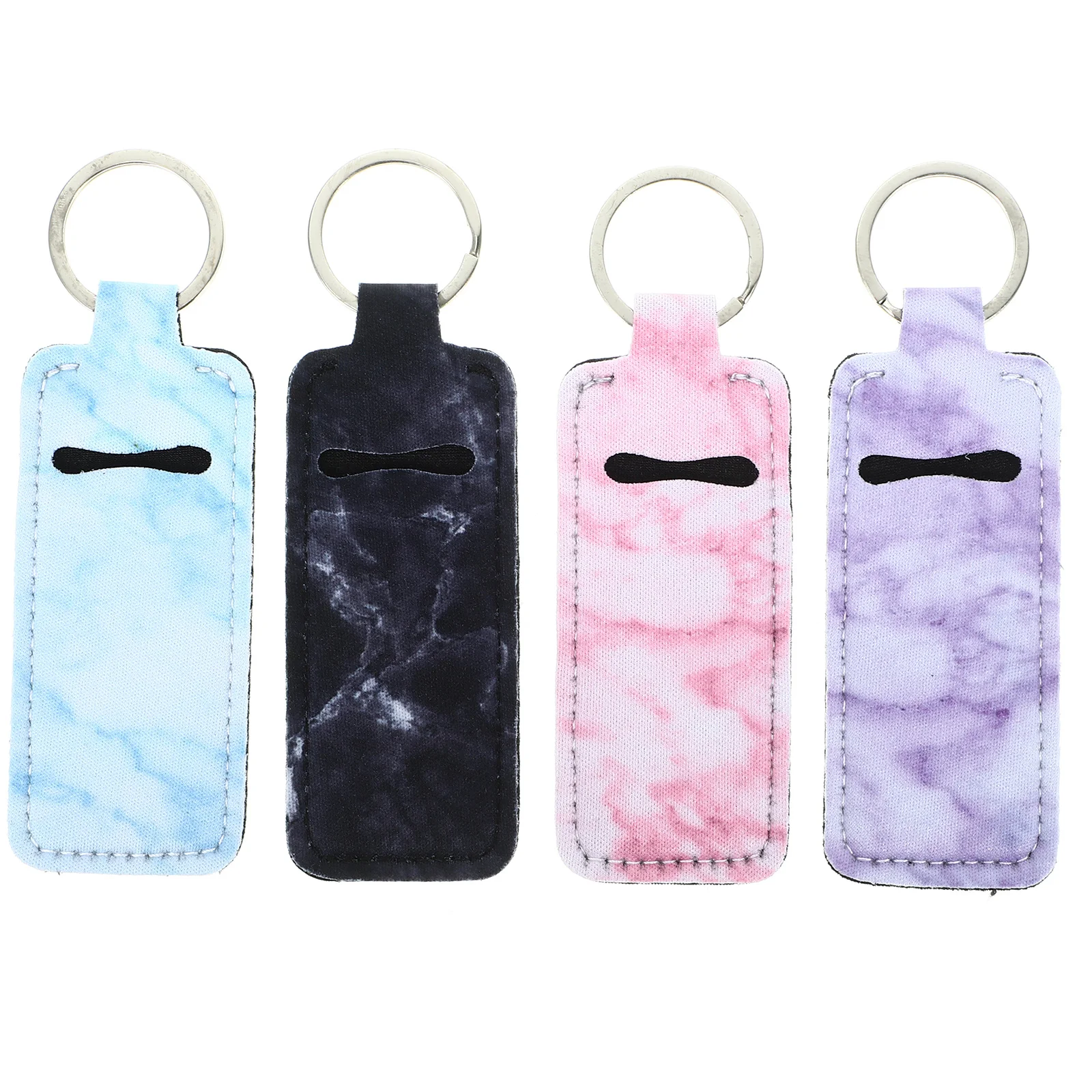 

4Pcs Lipstick Holder with Keychain Functional Cute Pouch for Lip Balm Lip Gloss Easy Carry Travel Must-Have Holder Keychain Bulk