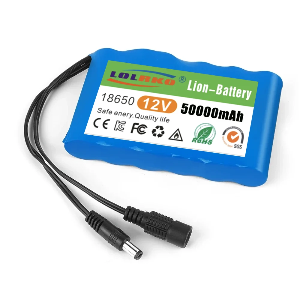 Superior quality 3S2P DC 12V 50000mAh 18650 Li-ion Rechargeable Battery Pack Charging Power Bank For GPS Car Camera + Charge