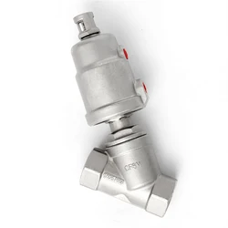 DN25 Stainless Steel Pneumatic Actuator Angle Seat Valve Pneumatic Seat Valve 16bar For Steam Gas Oil Normally Closed