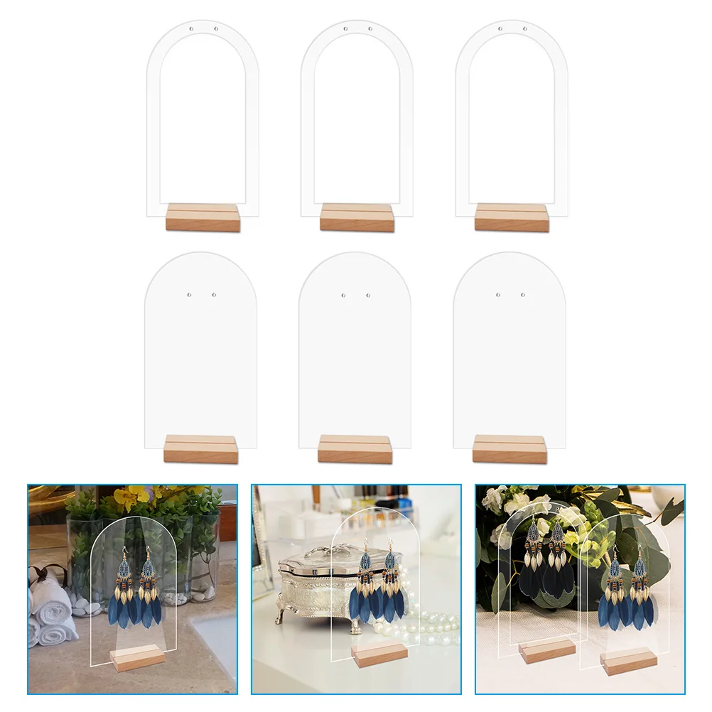 

6pcs Wooden Acrylic Earrings Display Stand Jewelry Retail Holder Arch Acrylic Earring Holder Stands For Earring Showcase Storage