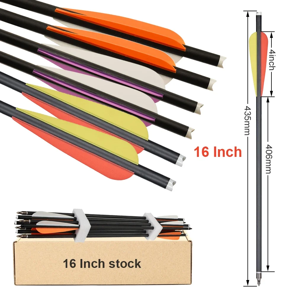 16 Cal łucznicze krótkie strzałki mieszają pióra z tworzywa węglowego o średnicy 8.8mm do akcesoria myśliwskie polowania na świeżym powietrzu
