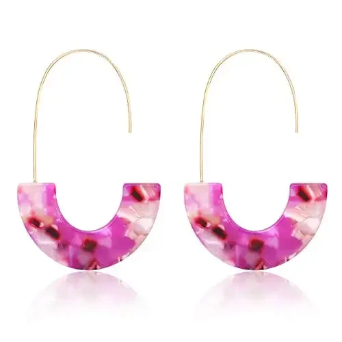 Popular Classic Acrylic Acrylic Drop Earrings Vintage Geometric Shape Resin Drop Dangle Earrings for Women Birthday Gift