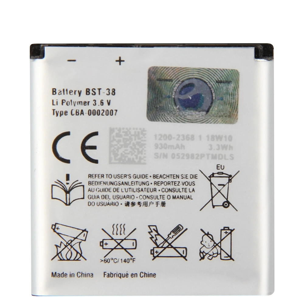 Replacement Sony Battery For Sony C510 C902 C905 S500 W760 W902 S550 U20 BST-38 970mAh Rechargeable Phone Battery