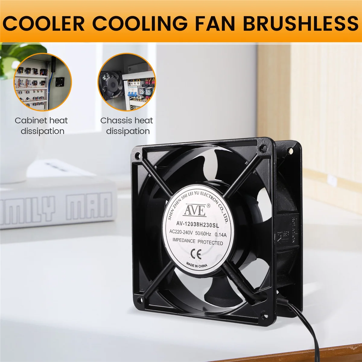 Ventilador sem escova, CA 220v-240v0.14a, 120mm x 120mm x 38mm