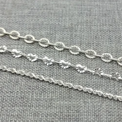 925 Sterling Silver Bulk Twist Cable Chains Hammered Heart Tapped Cable Chain 100cm/3.28ft