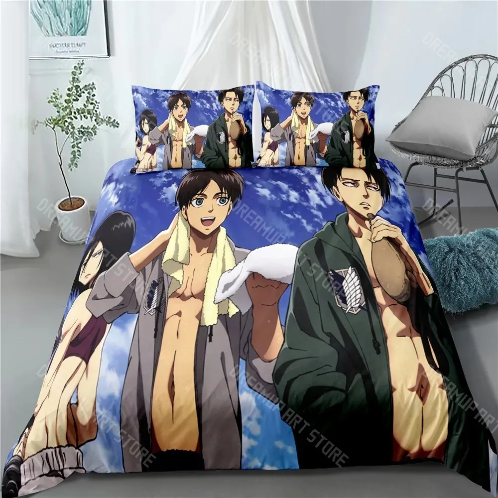 3D Printed Attack On Titan AOT Anime Bedding Set for Boys Girls Duvet Cover Pillowcase Twin Queen King Full Single Double Sizes