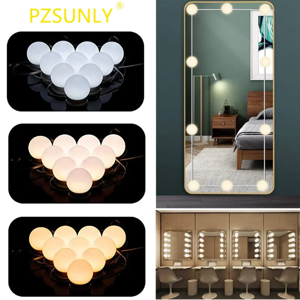 Mirror Light Bulbs Vanity Lights USB 5V Bathroom Dressing Table Lighting Dimmable LED Vanity Light  Makeup Mirror LED Light