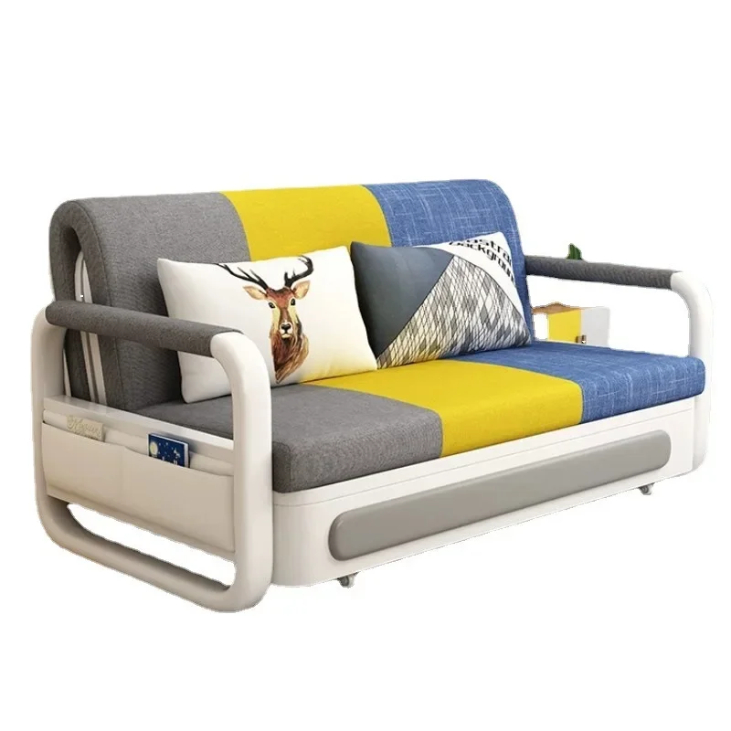 

Sofa bed dual-purpose foldable multi-functional living room small apartment modern simple solid wood storage retractable folding