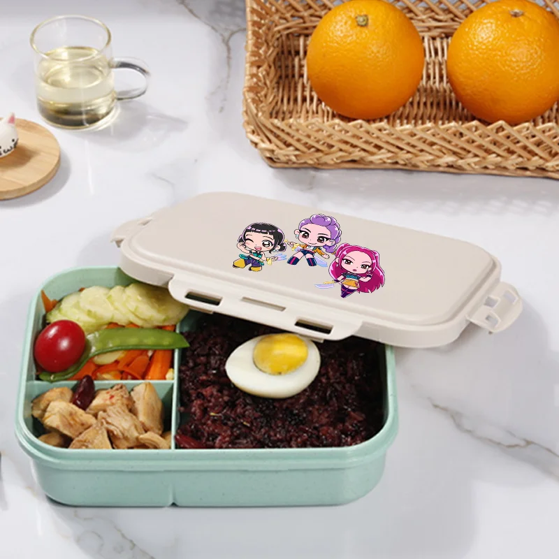 

Kpop Demon Hunters Separate Lunch Box Kawaii Portable Bento Box Leakproof Food Container Dinnerware for Kids School Adult Office