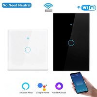 EU /US Tuya WiFi Smart Switch Works With Alexa No Neutral Wire Wireless RF433Mhz Remote Touch Sensor Lightes Switch 1/2/3Gang