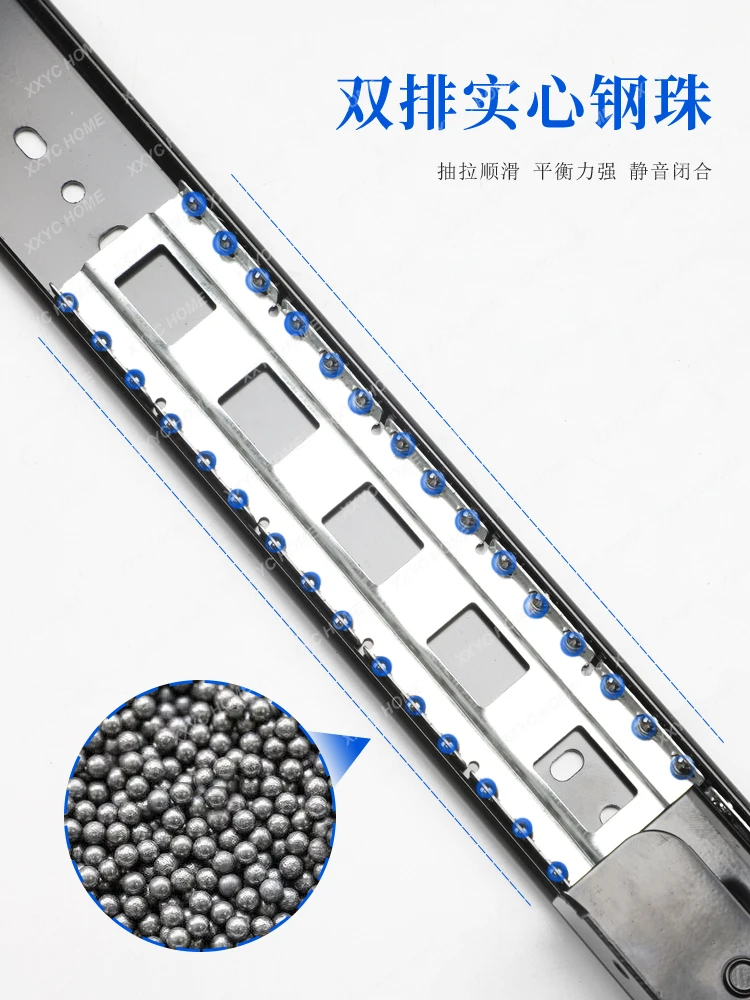 Heavy-Duty Bay Window Slide Hidden Push-Pull Side Mounted Track Cold Rolled Steel (CRS) Solid Ball Two Segments Static Audio