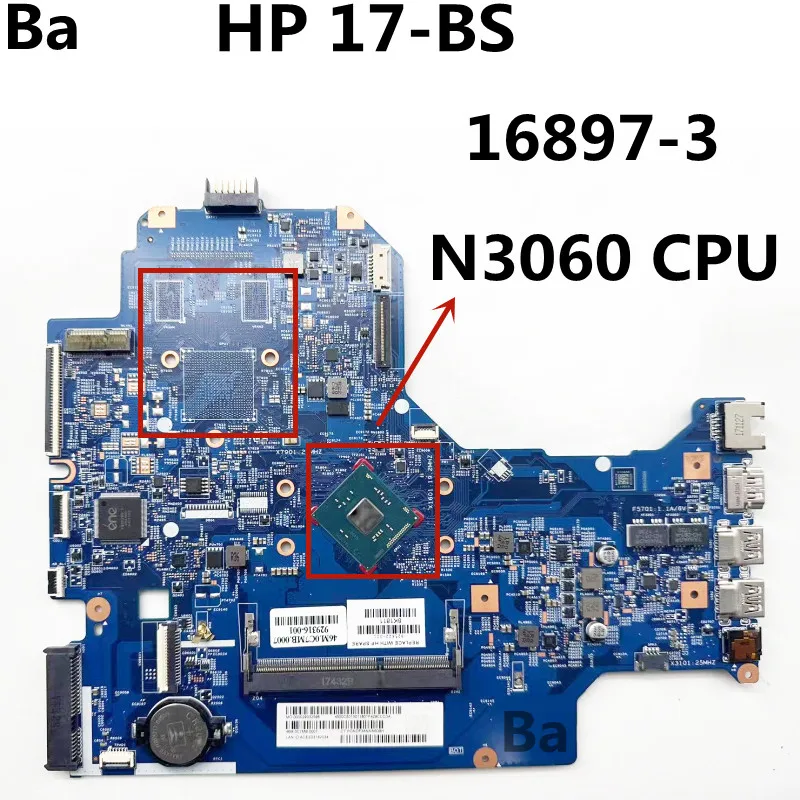 For HP 17-BS Notebook Motherboard 16897-3 SR2KN N3060 CPU  100% test OK