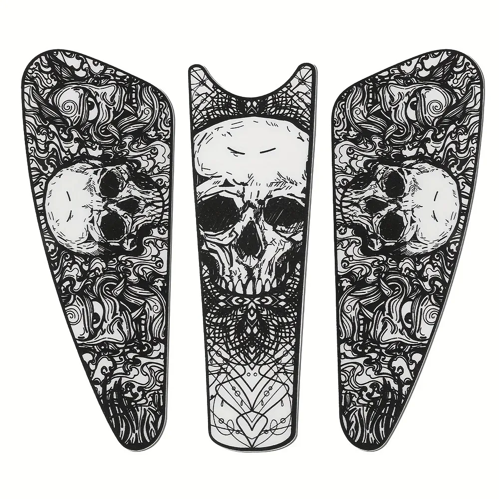 3PCS Extra large motorcycle fuel tank sticker, retro gothic pattern, PVC material, suitable for Harley Sportster