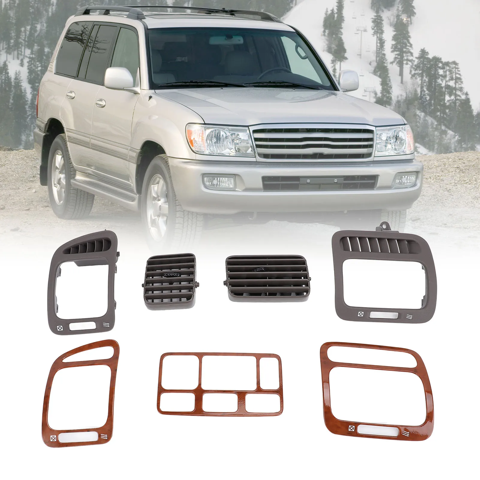 

Front Side AC Air Vent Outlet Grille Side Air Conditioning Outlet Grille Wearproof Pair Of for LC100 1998-2007 Left Hand Drive
