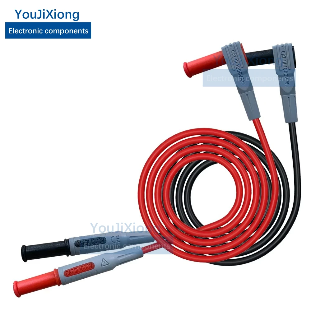 Injection Type 4mm Banana Plug Multimeter Test Cable Straight Plug Turn 90 Degrees Right Angle Plug Male Protective Wire