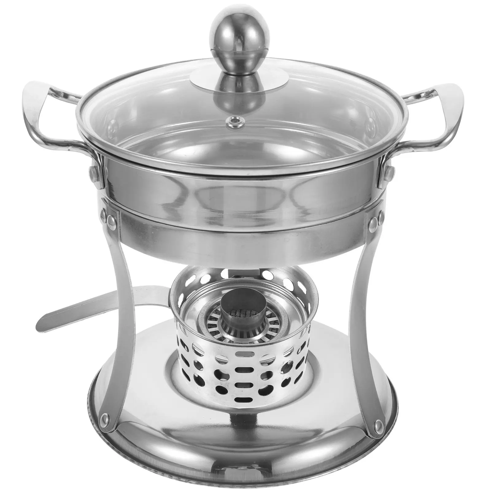 

Single Stainless Steel Hotpot Stove Wear Resistant Hot Pot Cooker Kitchen Hotpot Pan for Family Gathering Hot Pot with Stove