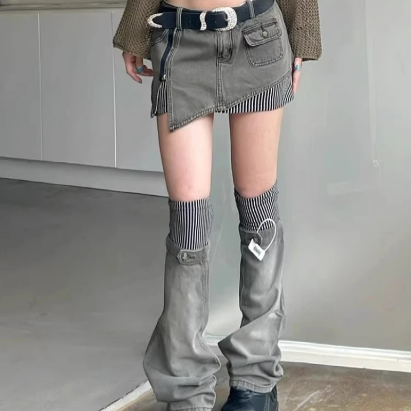 

Джинсовая юбка Street Sle Punk с низкой талией, женская, облегающая, асимметричная, на молнии, короткая, винтажная, для стильных девушек