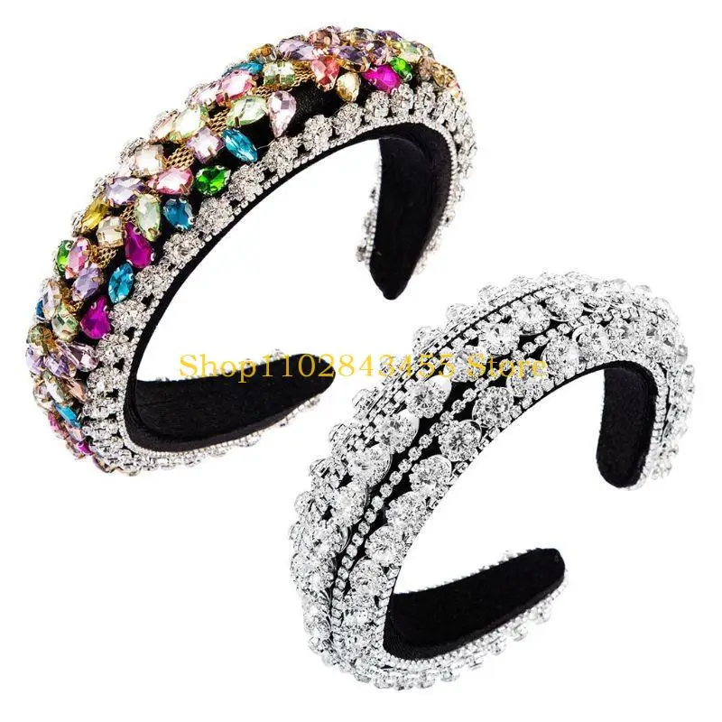 

49MC Барочная губка с мягкой подкладкой, широкая повязка на голову, красочная капля воды, кристалл для обруча для волос со для