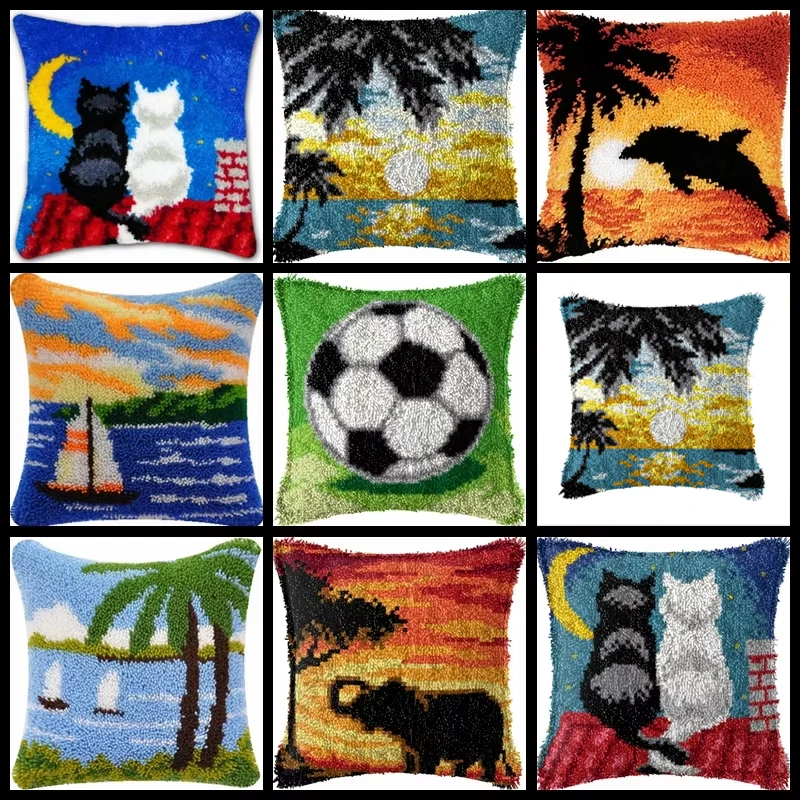 Pulaqi Landschaft Teppich Cartoon Tier Stickerei Latch Haken Kit Schöne Landschaft Latch Haken Teppich Paket Teppich DIY