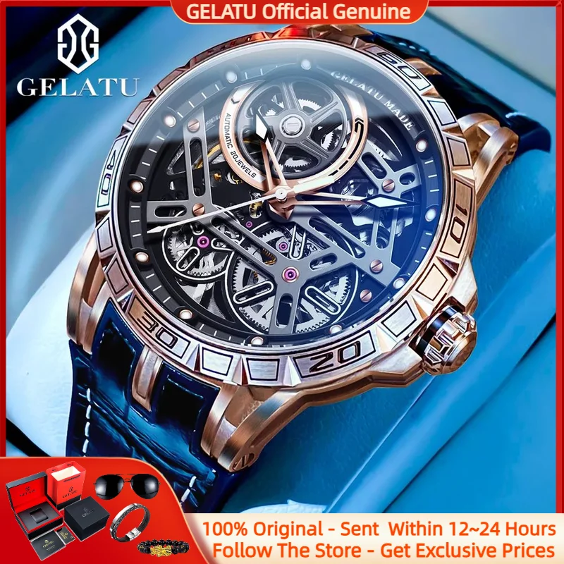 

GELATU 6015 Men Watch Luxury Hollow out All Automatic Mechanical Watch Classic Brand Waterproof Luminous Men Watch Reloj Hombre