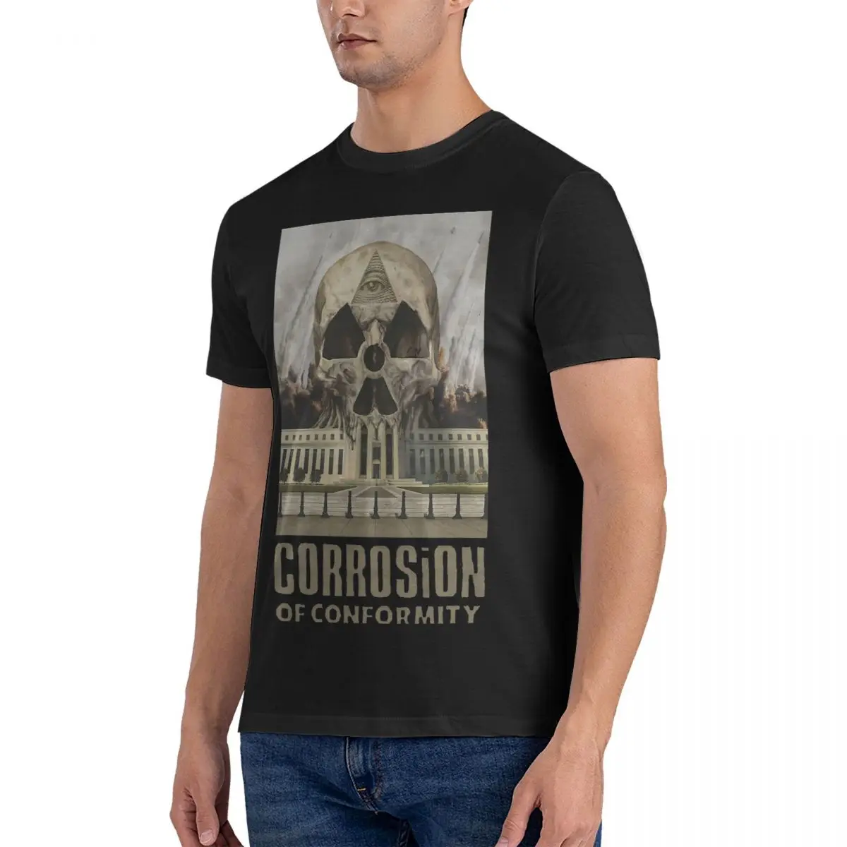 Heavy Metal Rock Band T Shirt Men Pure Cotton Humorous T-Shirts Crew Neck Corrosion Of Conformity T Shirt Short Sleeve Clothing