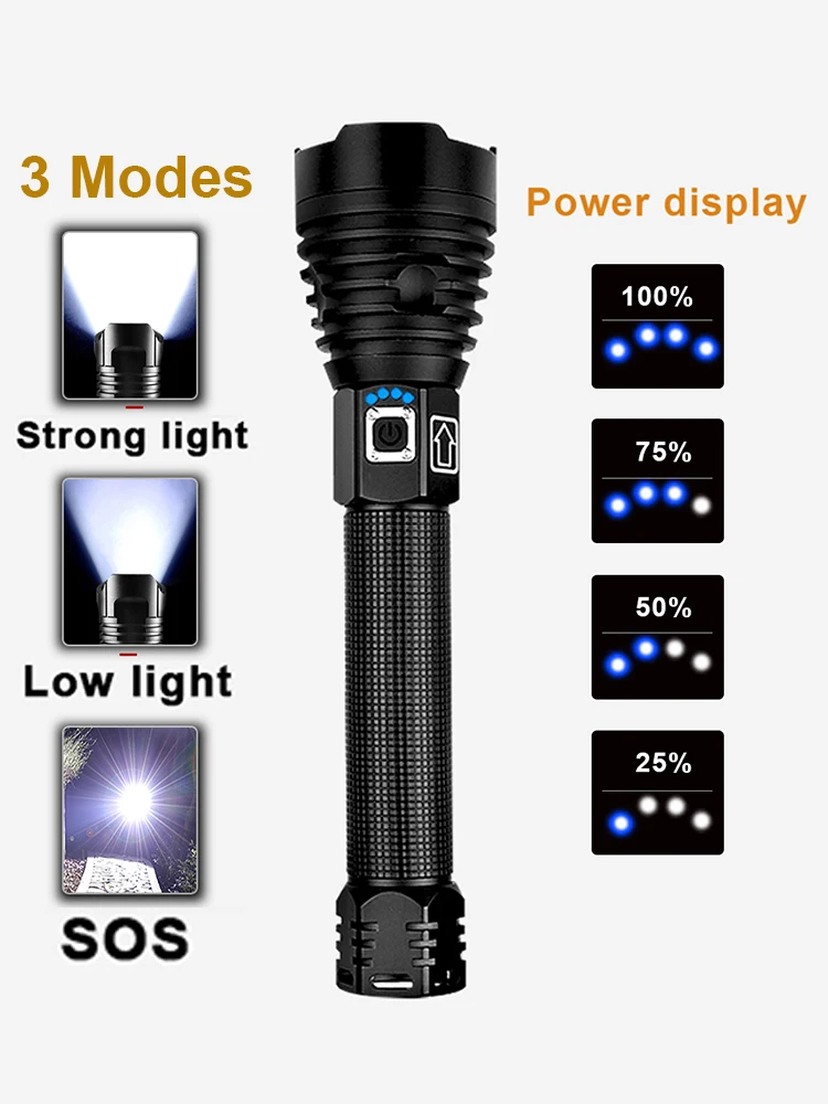 New XHP360 LED Flashlight 18650 Usb Rechargeable High Power Flashlights XHP90 Powerful Torch Light IPX6 Waterproof LED Lantern