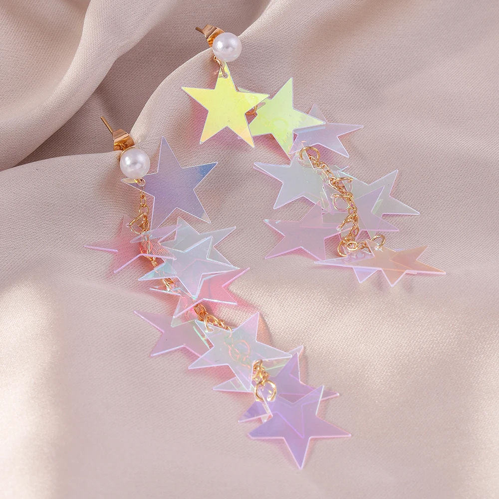 Women's Star Tassel Drop Earrings, Elegant Gift