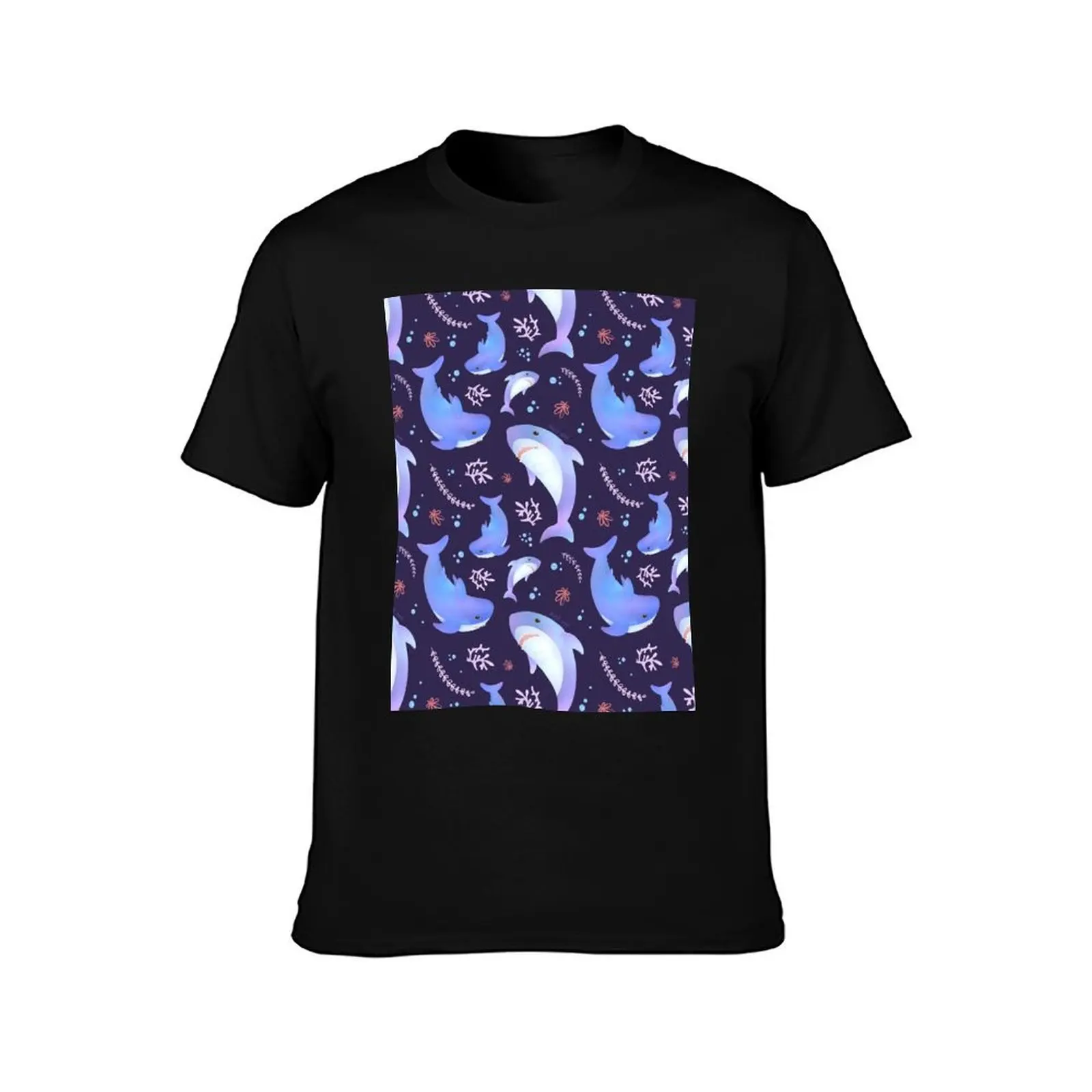 Brucie Blahaj shark under the sea pattern T-Shirt Big and Tall Casual T-Shirt