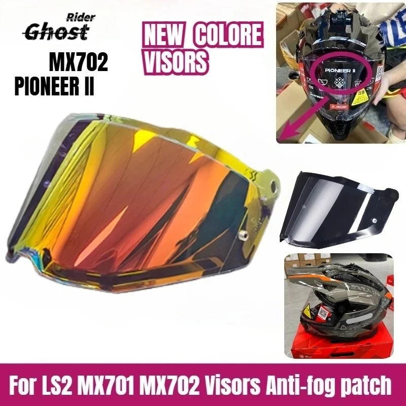 MX702 Helmet Visors for LS2 Helmet Anti-fog Stickers Light Black Lens, Motorcycle Adventure Electron Gun Red MX702 PIONEER II