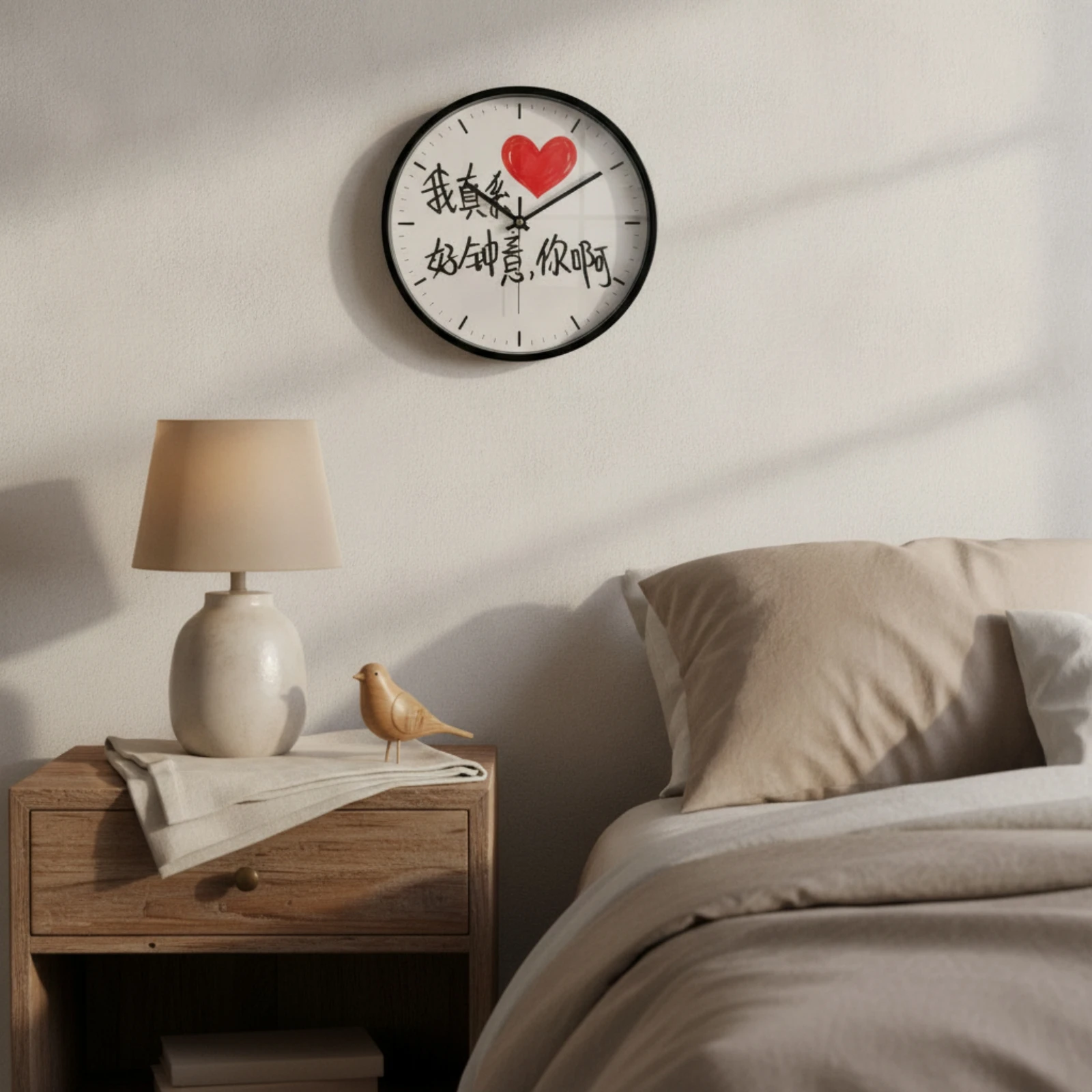 Love Heart Wall Clock Charming Decorative Wall Clock Modern Minimalist for Bedroom, Living Room