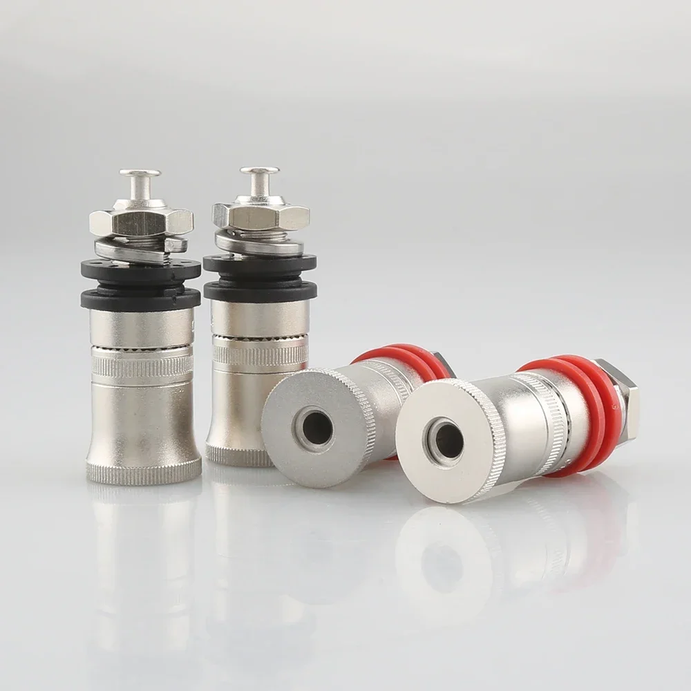 4PCS Hi-Fi Audiophile Rhodium Plated Binding Posts, Banana Jack Socket Terminals for Speaker Amplifier Audio DIY Modification