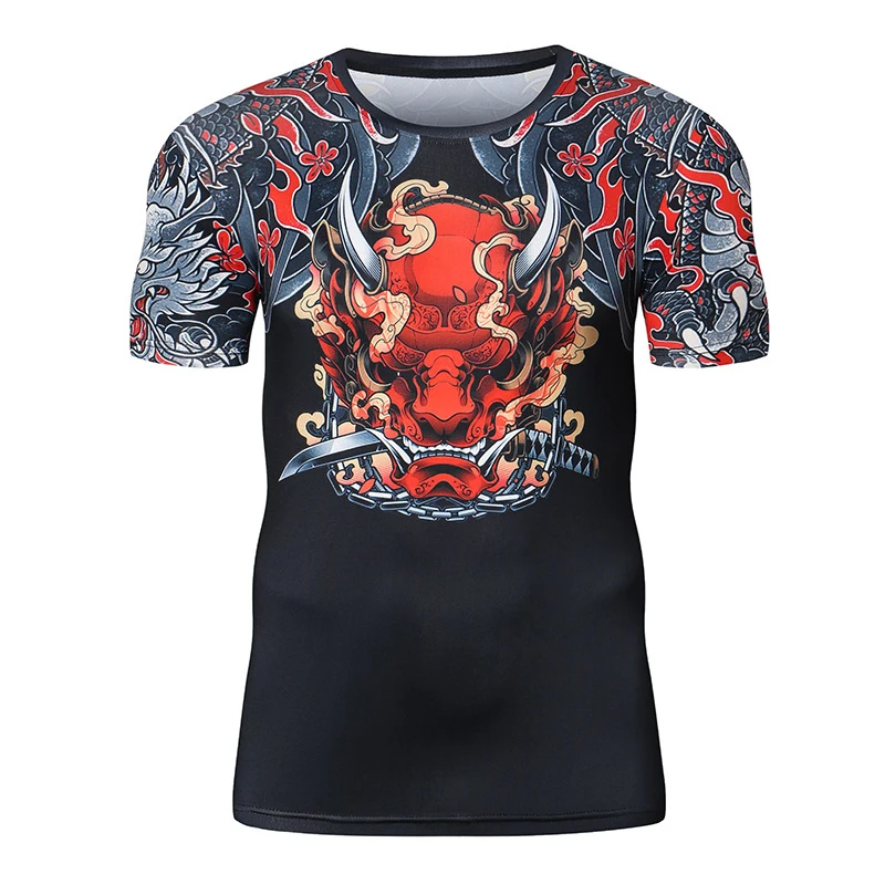 Retro 3D Printed Dragon Tiger T-shirt For Men Summer Fitness O Neck T Shirts Quick Dry Loose Tees Harajuku Tee Gym Male Tees