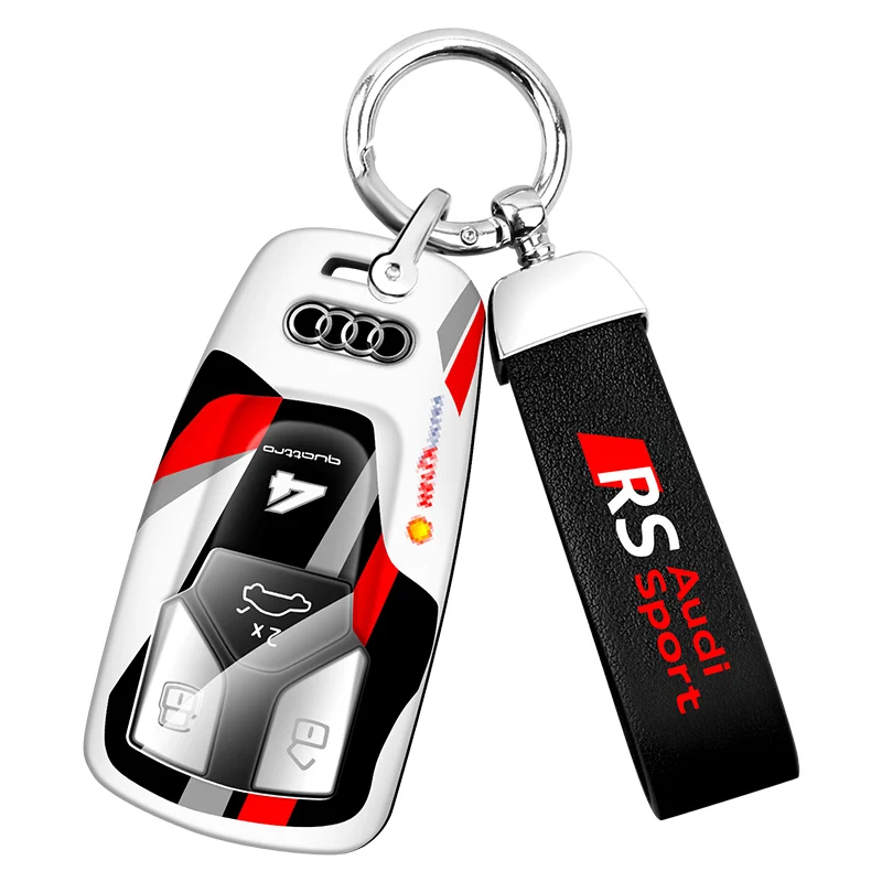 Car ABS Racing Style Key Shell Key Bag Cover Key Rings For Audi Sport RS A3 A4 A5 A6 A7 A8 Q2 Q3 Q4 Q5 Q7 Q8 S line Accessories